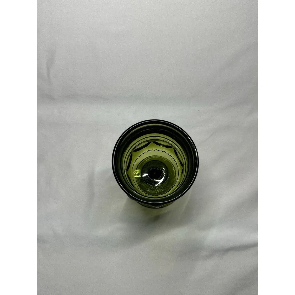 Vintage Indiana Glass‎ Green Kings Crown Thumbprint Goblet  5.75